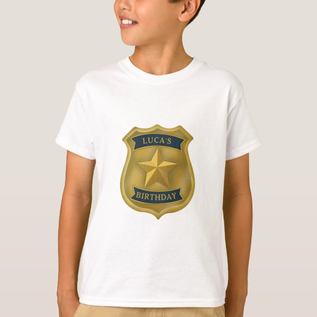 T-shirt Anniversaire Garçon Policier Thème Police (Devant)