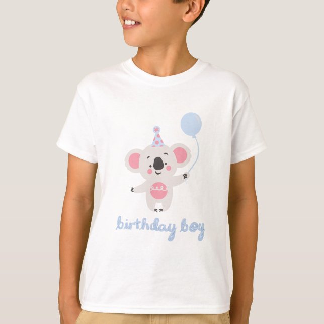 T-shirt Anniversaire Garçon Teddy Ours Tenant Un Ballons (Devant)
