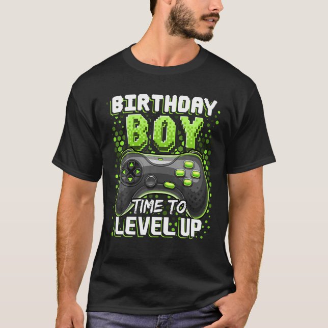 T-shirt Anniversaire Garçon Temps De Niveau Up Video Jeu A (Devant)