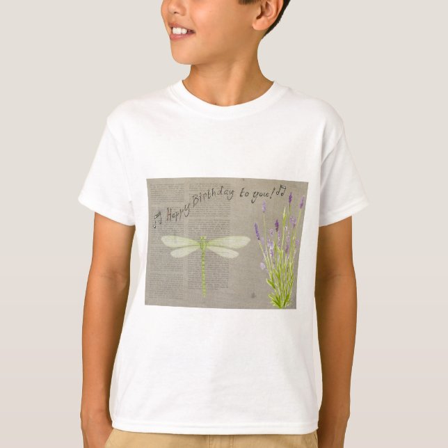 T-shirt anniversaire heureux de libellule (Devant)