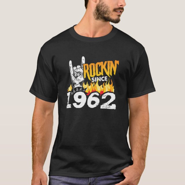 T-shirt Anniversaire Humour Cool Rockin’ Depuis 1962 60E A (Devant)
