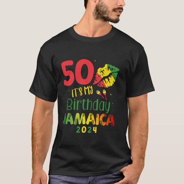 T-shirt Anniversaire Jamaïque fille 50e Anniversaire 2024  (Devant)
