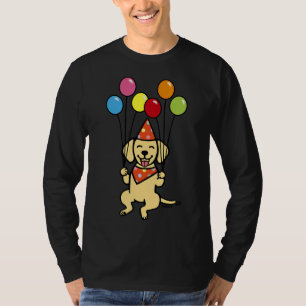 T-shirt Anniversaire Jaune Labrador Et Ballons