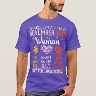 T-shirt Anniversaire Je Suis Novembre 1943 Femme 77 Ans Fe