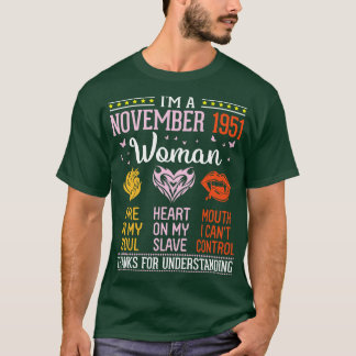 T-shirt Anniversaire Je Suis Novembre 1951 Femme 69 Ans Fe
