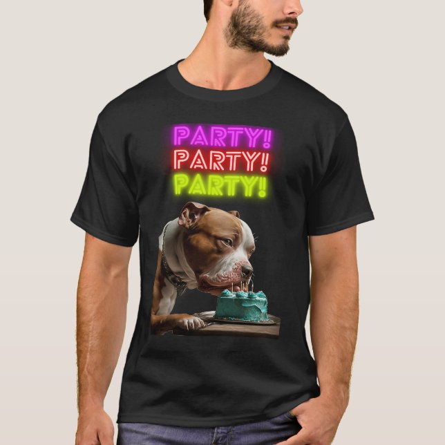T-shirt Anniversaire Joyeux Anniversaire Gâteau Pitbu (Devant)