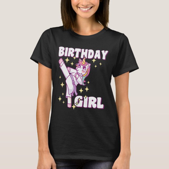 T-shirt Anniversaire Karate Unicorn Girl (Devant)