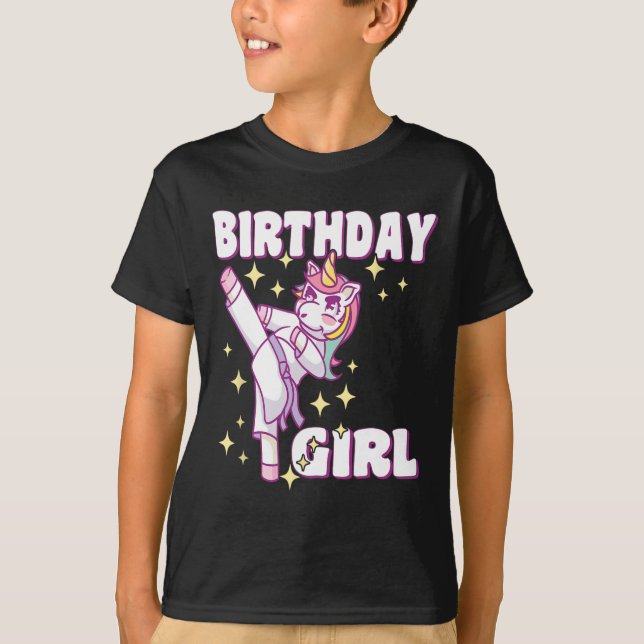 T-shirt Anniversaire Karate Unicorn Girl (Devant)