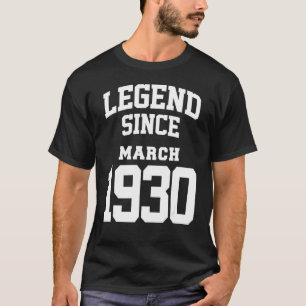 T-shirt Anniversaire Légende 1930 Mars 93e anniversaire 93
