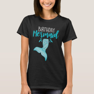 T-shirt Anniversaire Mermaid Squad Girls Mermaid Tail Prin