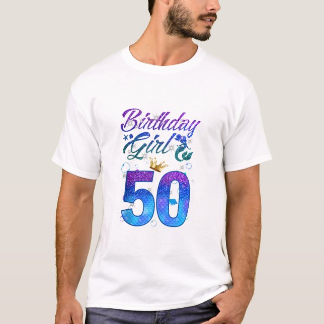 T-shirt Anniversaire Mermaid Thème 50 Année (Devant)