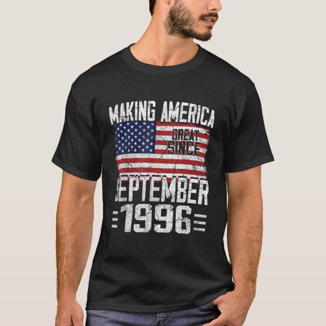T-shirt Anniversaire Né En Septembre 1996 Américain USA (Devant)