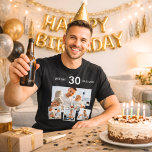 T-shirt Anniversaire nom âge photo collage<br><div class="desc">Faites votre propre collage photo unique. Utilisez quatre,  4 de vos photos préférées. Personnalisez et ajoutez un nom,  un âge et une date. Texte blanc. Parfait comme cadeau d'anniversaire,  de Noël ou de Fête des pères.</div>