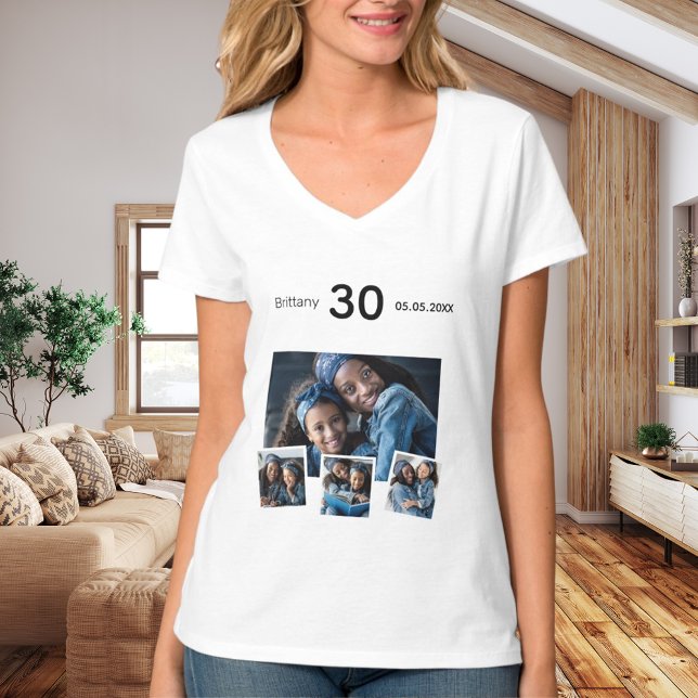 T-shirt Anniversaire nom âge photo collage (Créateur téléchargé)