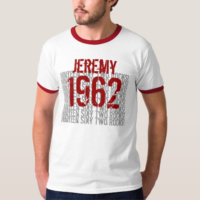 T-shirt Anniversaire nommé fait sur commande de 1962 (Devant)