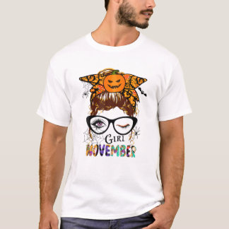 T-shirt Anniversaire Novembre Fête Costume Avec Citrouille