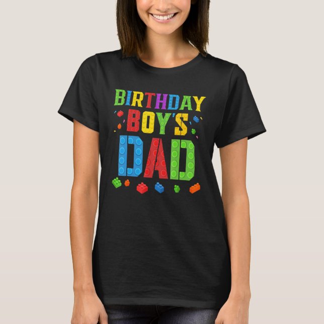 T-shirt Anniversaire Papa du garçon Blocs maître construct (Devant)