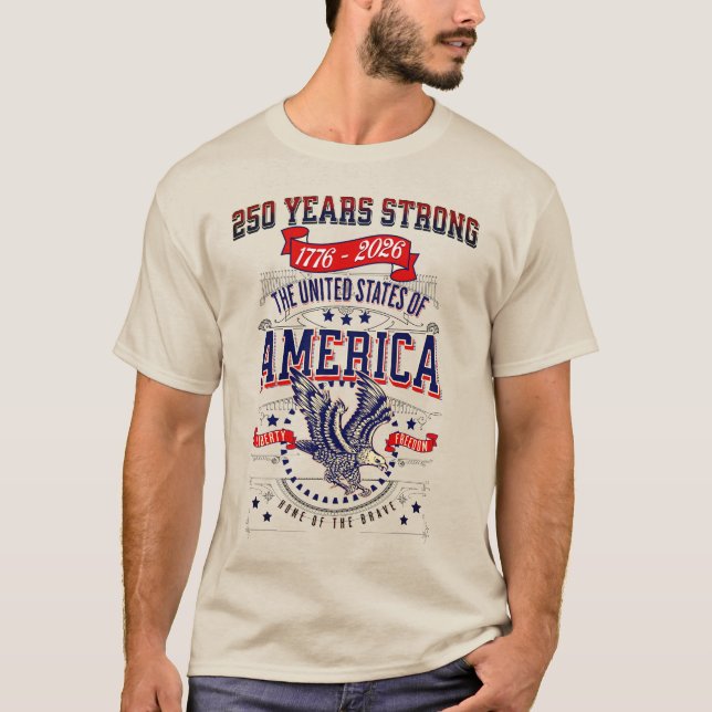 T-shirt Anniversaire patriotique américain de 250 ans (Devant)