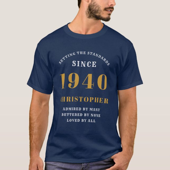 T-shirt Anniversaire personnalisé 1940 Ajouter le nom Blue (Devant)
