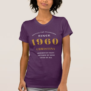 T-shirt Anniversaire personnalisé 1960 Purple Gold Ladies