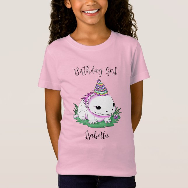 T-Shirt Anniversaire personnalisé fille Axolotl (Devant)
