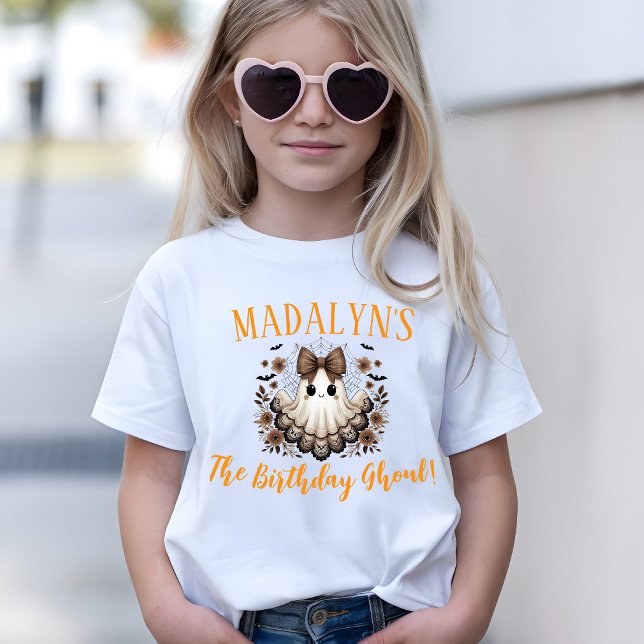 T-Shirt Anniversaire personnalisé Ghoul (Halloween Birthday Ghoul Shirt with Lace Ghost)