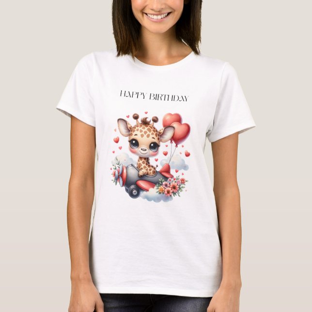 T-shirt Anniversaire Pilote Girafe (Devant)