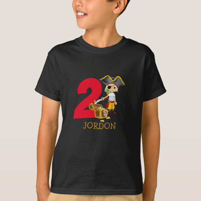 T-shirt Anniversaire Pirate de fête 2e Nom (Devant)
