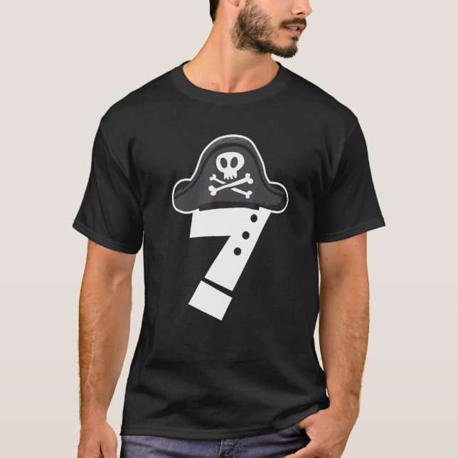 T-shirt Anniversaire Pirate Pour 7 Ans (Devant)