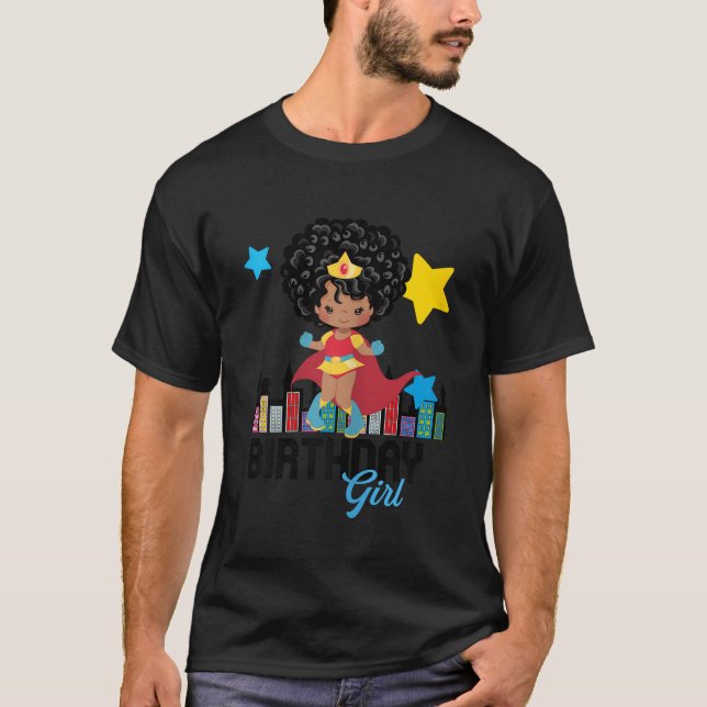 T-shirt Anniversaire Princesse Africaine Américaine Superh (Devant)