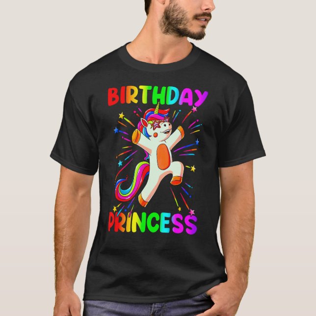 T-shirt Anniversaire Princesse Girl mignonne Rainbow Unico (Devant)