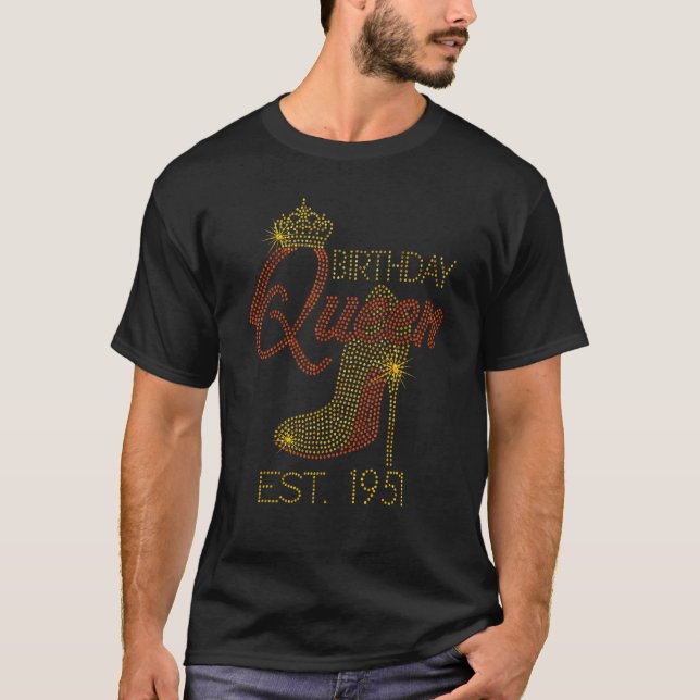 T-shirt Anniversaire Reine Est 1951 Chaussures Reine Couro (Devant)