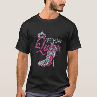 T-shirt Anniversaire Reine High Hell Bling Rhinestone femm