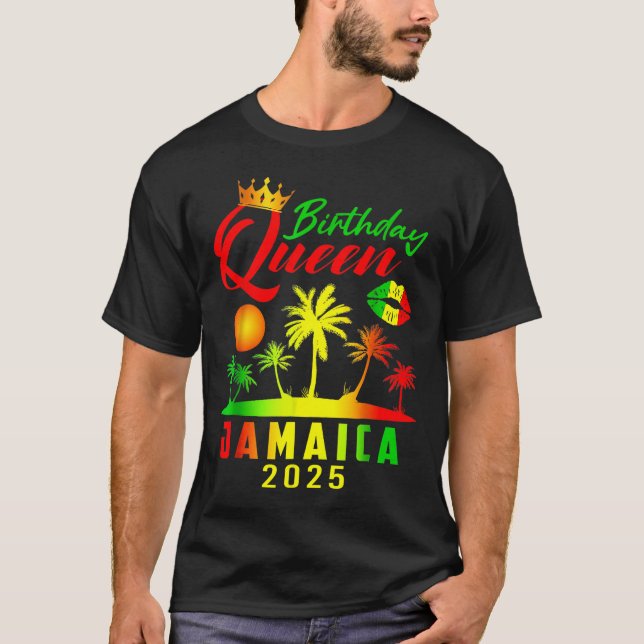 T-shirt Anniversaire Reine Jamaïque filles voyage 2025 Par (Devant)