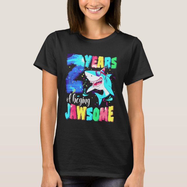 T-shirt Anniversaire Requin Mignon 2 Ans Garçons Filles 2e (Devant)
