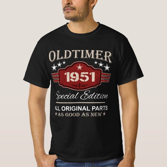 T-shirt Anniversaire rétro Vintage 1951 - Cadeau Oldtimer (Devant)