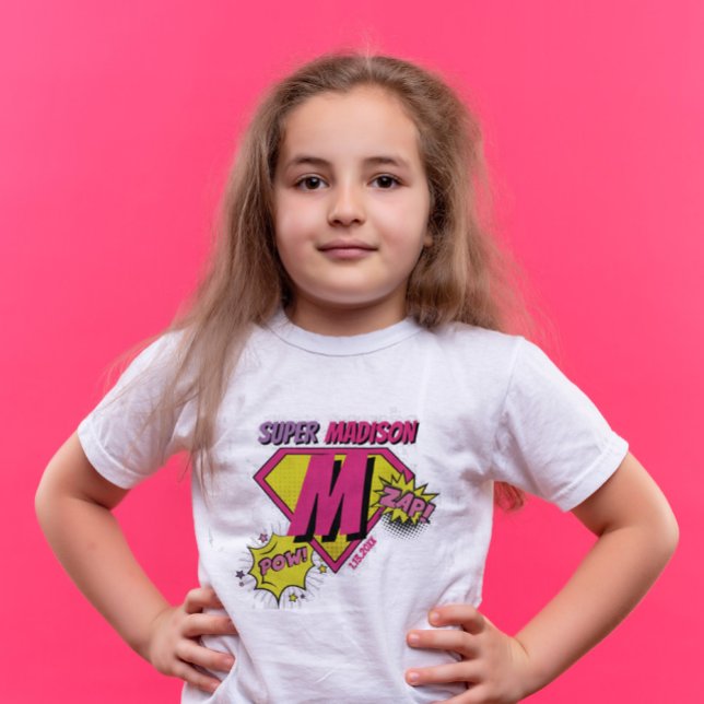 T-shirt Anniversaire rose et violet Fille Super Héros anni (Créateur téléchargé)