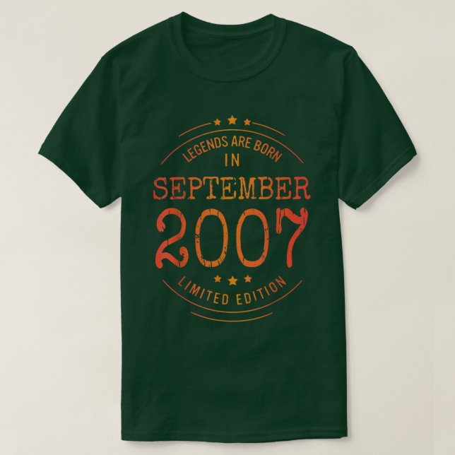 T-shirt Anniversaire Septembre 2007 Année Édition limitée  (Design devant)