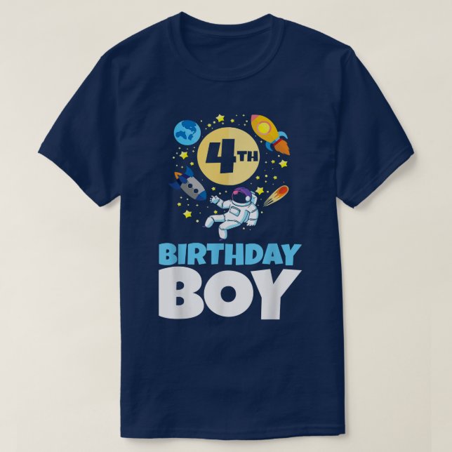 T-shirt Anniversaire sur le thème de l'espace 4 ans astron (Design devant)