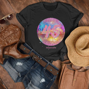 T-shirt Anniversaire Tout Âge Rétro Rose Chaud Boule Disco