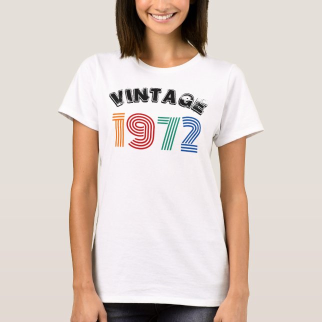T-shirt Anniversaire vintage 1972 52 ans (Devant)