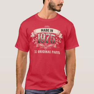 T-shirt Anniversaire Vintage Rétro Fabriqué En 1975 Tous O