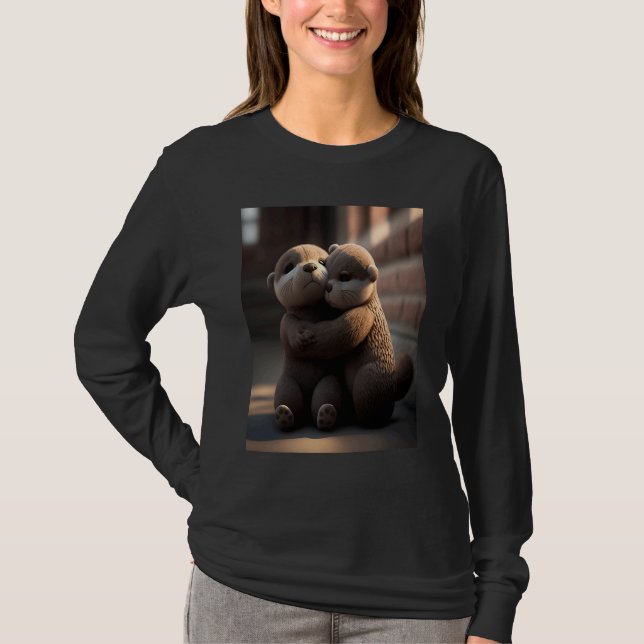 T-shirt Anniversary Otter Present Sweet Huggable Otter  3 (Devant)