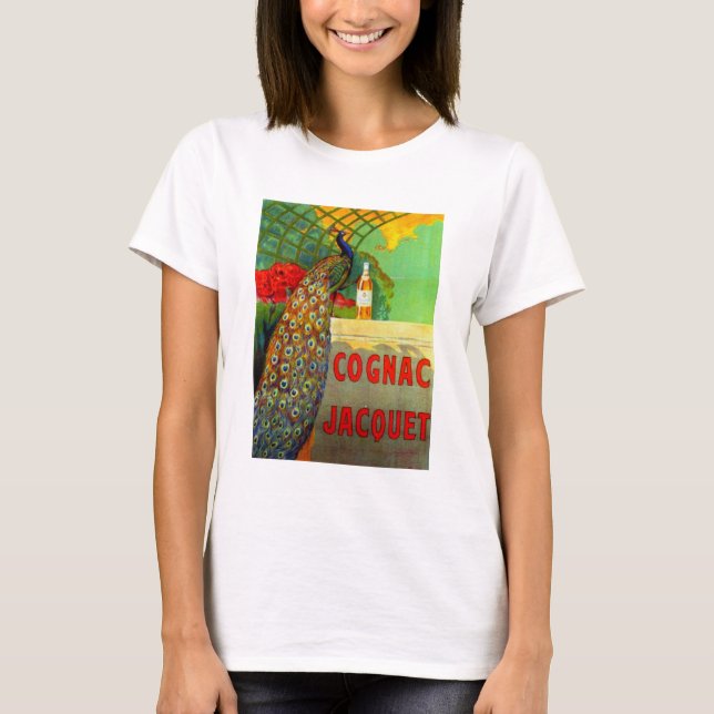 T-shirt Annonce Cognac Art Nouveau avec Peacock (Devant)