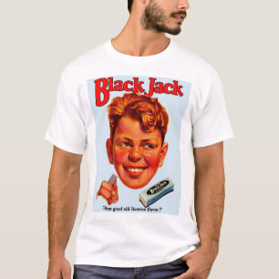 T-shirt annonce de gomme de Black Jack des années 1920