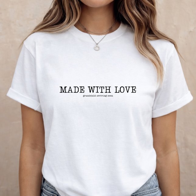 T-shirt Annonce de grossesse bébé révélation drôle (Pregnancy Announcement Funny Baby Reveal T-Shirt Made with Love)