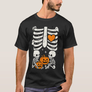 T-shirt Annonce de grossesse de jumeaux bébés squelettes H