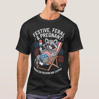 T-shirt Annonce de grossesse du 4 juillet Feral et enceint