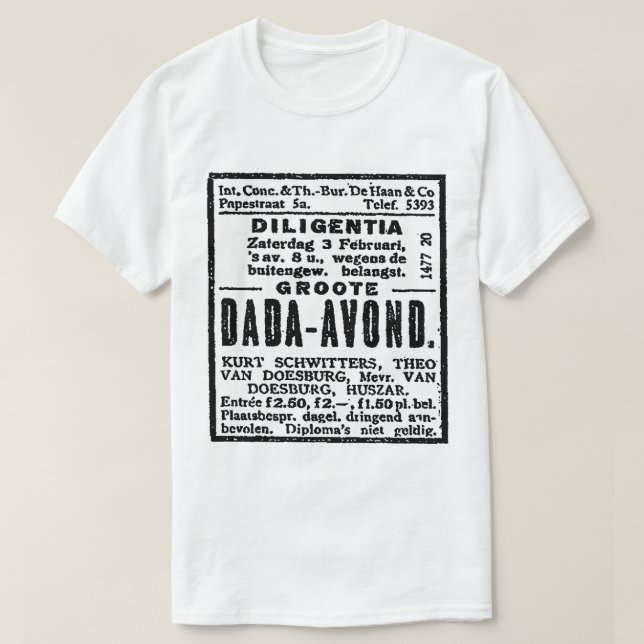 T-SHIRT ANNONCE DE JOURNAL D'ART DADA NOIR ET BLANC (Design devant)