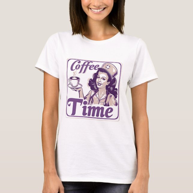 T-shirt Annonce de temps de café rétro (Devant)
